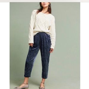 Ettiwa blue velvet crop pants by Anthropologie